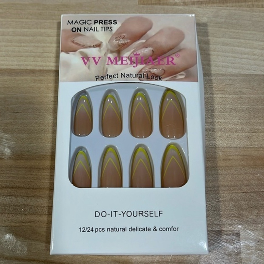 Press on nails tips magic press do it yourself‎ beautiful nails yellow